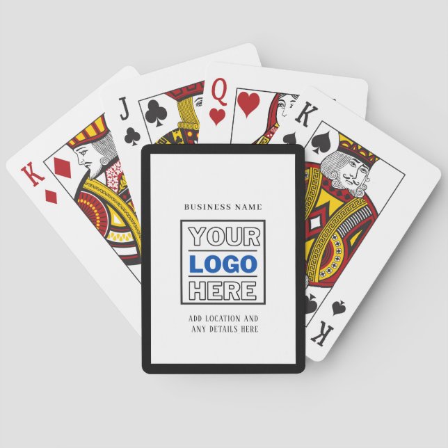 Personalized Custom Business Logo Black and White  Poker Cards (Back)