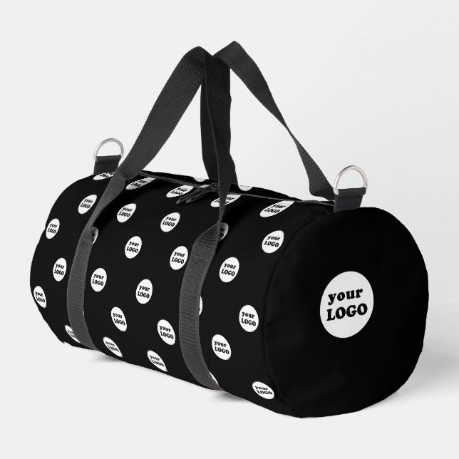 Personalized Custom Business Logo Black Small Duffle Bag (Left Corner)