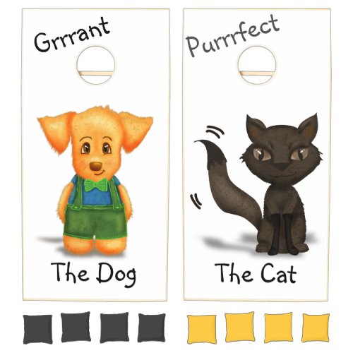 Personalized Custom Cartoon Dog and Cat  Cornhole Set