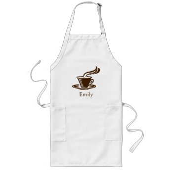 Personalized Custom Chef Coffee Cup Bakery Long Apron by sunbuds at Zazzle