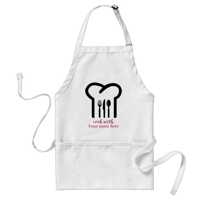 Personalized Custom Chef Hat & Spoons Bakery Adult Apron (Front)