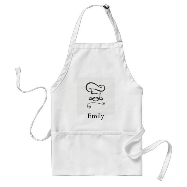 Personalized Custom Chef Hat & Spoons Bakery Adult Apron (Front)