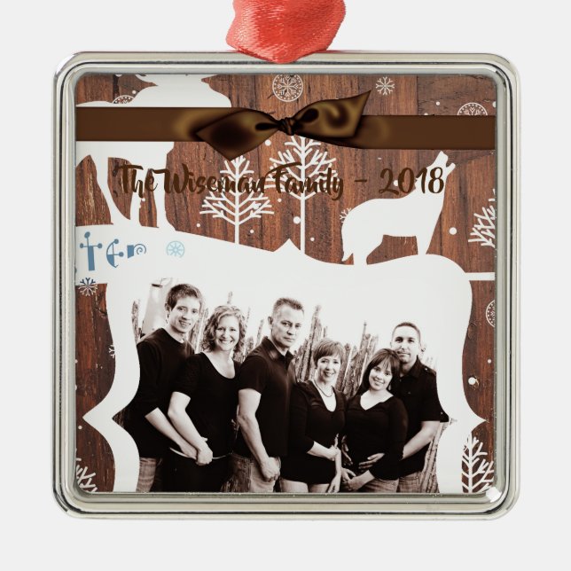 Personalized Custom Christmas Deer PHOTO Ornament (Front)