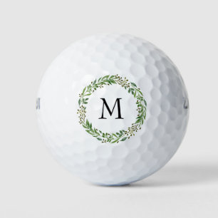 Personalized Custom Classic Green Laurel Wreath Golf Balls