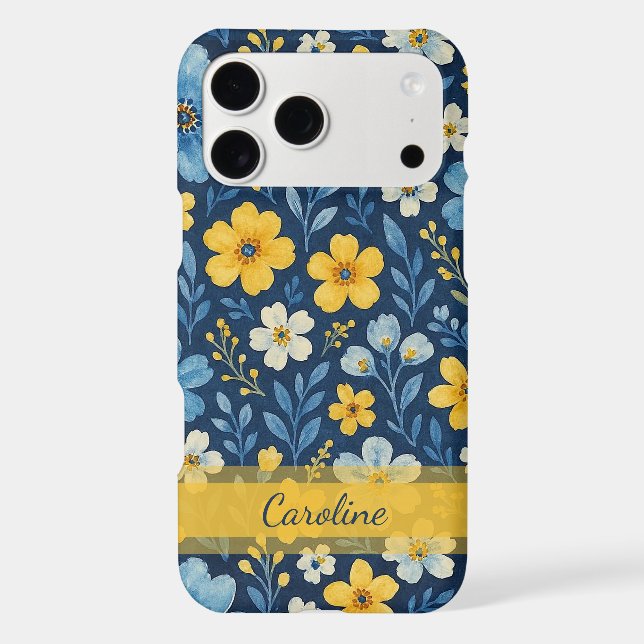 Personalized Custom Classy Floral Art Pattern Iphone Case (Back)