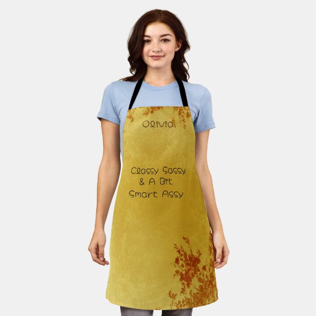 Personalized Custom Classy Sassy A Bit Smart Assy Apron (Worn)