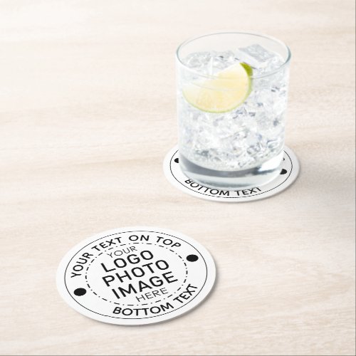 Personalized Custom Color Text Photo Logo  Round Paper Coaster