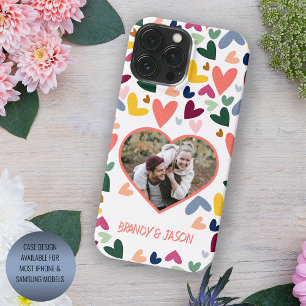 Personalized Custom Colorful Hearts Art Pattern iPhone 15 Pro Max Case