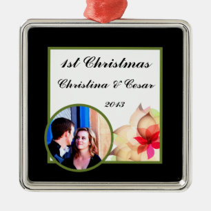 Personalized Custom Colorful Lotus Flower black Ba Metal Ornament
