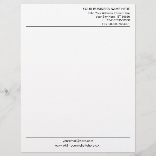 Personalized Custom Company Letterhead Business (Front)