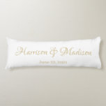Personalized Custom Couple Name and Date Wedding Body Pillow<br><div class="desc">Personalized Script Custom Couple Name and Date Wedding  Body Pillow.
Elegant,  classic,  minimalist design.</div>