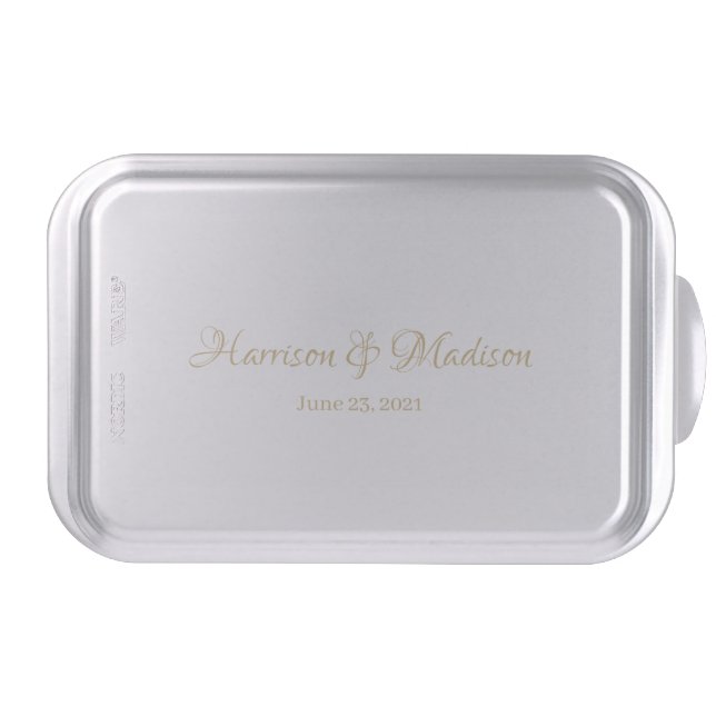 Personalized Custom Couple Name and Date Wedding Cake Pan (Front)