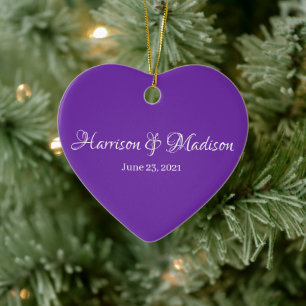 Personalized Custom Couple Name and Date Wedding Ceramic Ornament