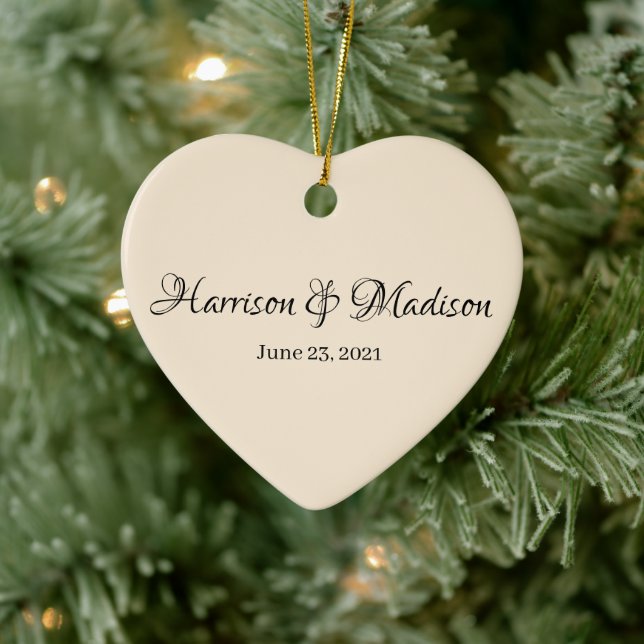 Personalized Custom Couple Name and Date Wedding Ceramic Ornament (Tree)