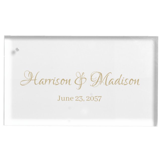 Personalized Custom Couple Name and Date Wedding Place Card Holder (Front)