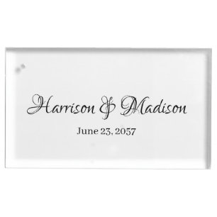 Personalized Custom Couple Name and Date Wedding Place Card Holder