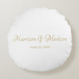 Personalized Custom Couple Name and Date Wedding Round Pillow