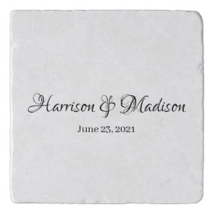 Personalized Custom Couple Name Date Wedding Stone Trivet