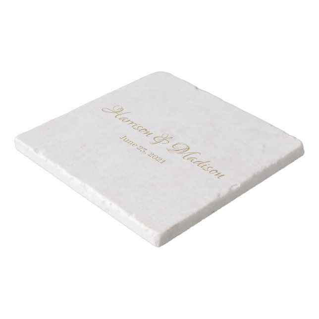 Personalized Custom Couple Name Date Wedding Stone Trivet (Corner)