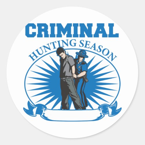 Personalized Custom Criminal Hunting Season Classic Round Sticker
