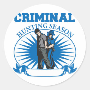 Personalized Custom Criminal Hunting Season Classic Round Sticker