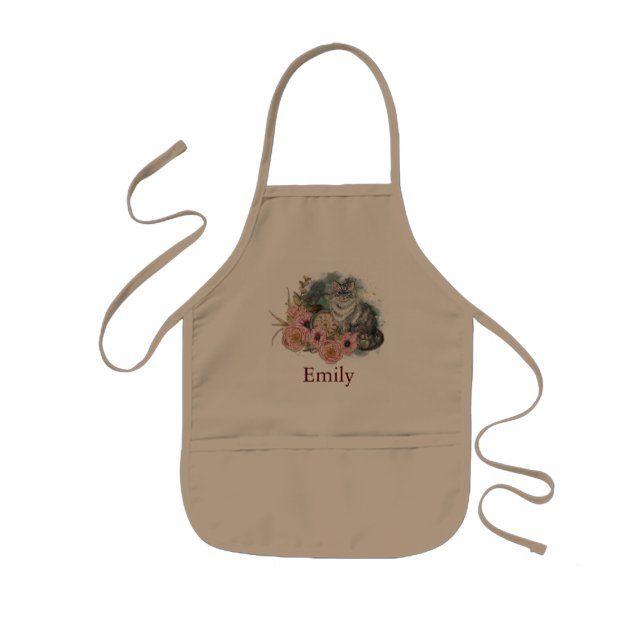 Personalized Custom Cute Animal Cat Kid Kids' Apron (Front)