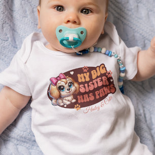 Personalized custom cute baby and dog baby bodysuit