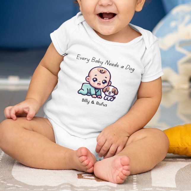 Personalized custom cute baby and dog  baby bodysuit (Creator Uploaded)