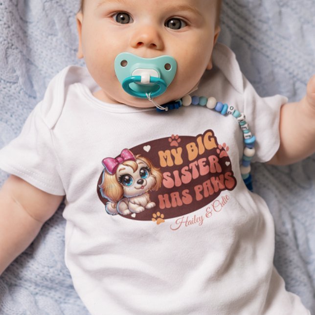 Personalized custom cute baby and dog  bodysuit (Creator Uploaded)