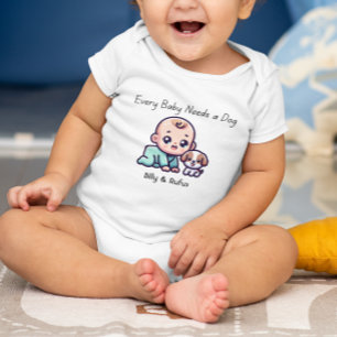 Personalized custom cute baby and dog  bodysuit