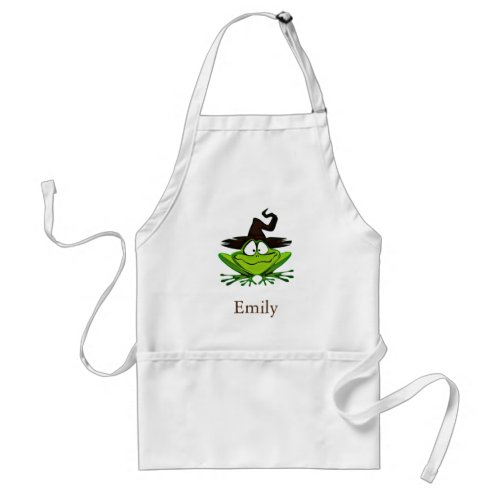 Personalized Custom Cute Cartoon Frog Witch Adult Apron