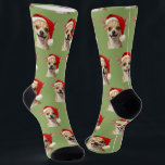 Personalized Custom Cute Chihuahua Christmas Socks<br><div class="desc">Bring the holiday cheer to life with this adorable Chihuahua Christmas pattern! This pup wears a classic red Santa hat, creating a fun and festive repeating design over a cheerful background. These socks are perfect for dog lovers or anyone who enjoys playful holiday art. This design is customizable - replace...</div>