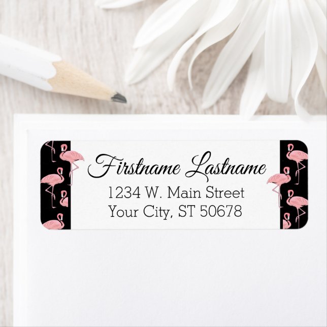 Personalized Custom Cute Pink Flamingoes Pattern Label (Insitu)