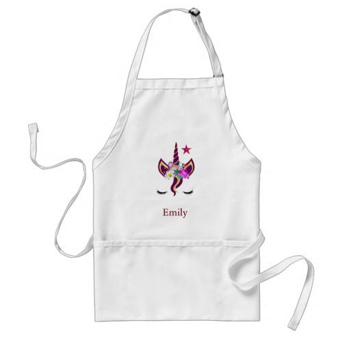 Personalized Custom Cute unicorn with Pony Adult Apron