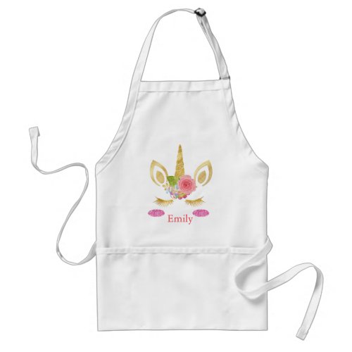 Personalized Custom Cute unicorn with Pony Adult Apron