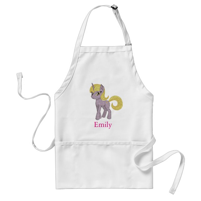 Personalized Custom Cute unicorn with Pony Adult Apron (Front)