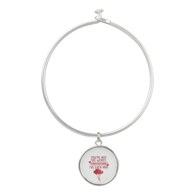 Personalized Custom Cute Valentines Day Bangle Bracelet (Front)