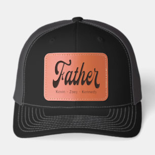 Personalized Custom Dad Father Leather Patch Hat