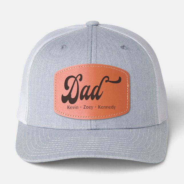 Personalized Custom Dad Father Leather Patch Hat (Front)