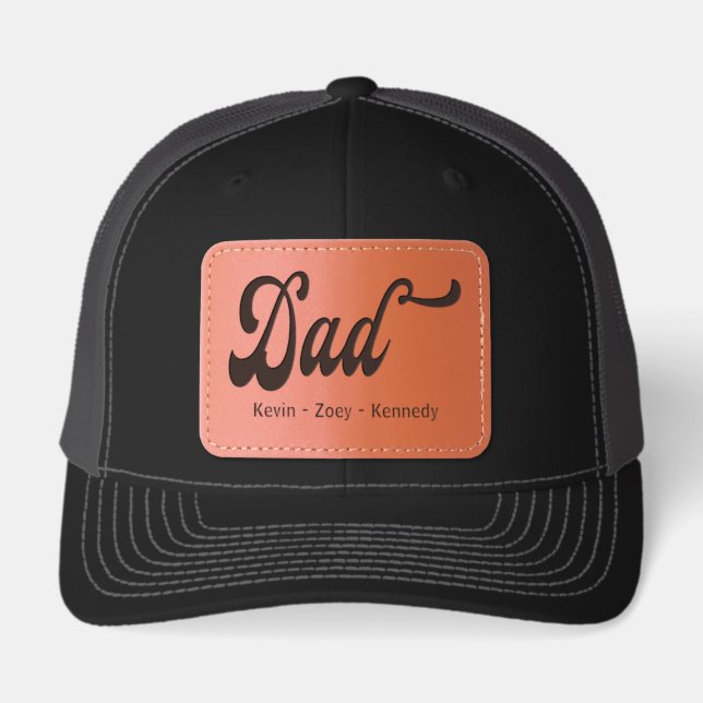 Personalized Custom Dad Father Leather Patch Hat (Front)