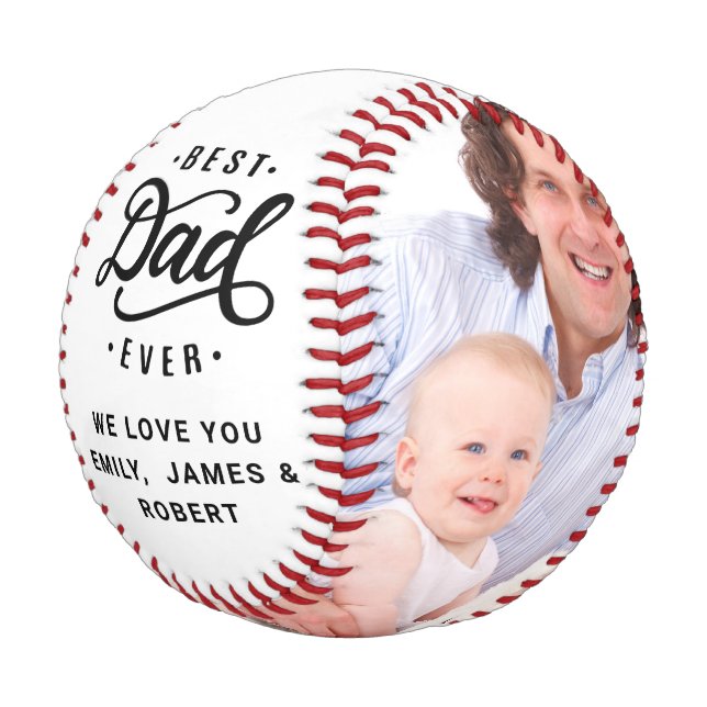 Personalized Custom Dad Fathers Day Photo Collage Baseball (Angled)