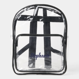 Personalized Custom Dark Blue Name Stadium  Clear Backpack