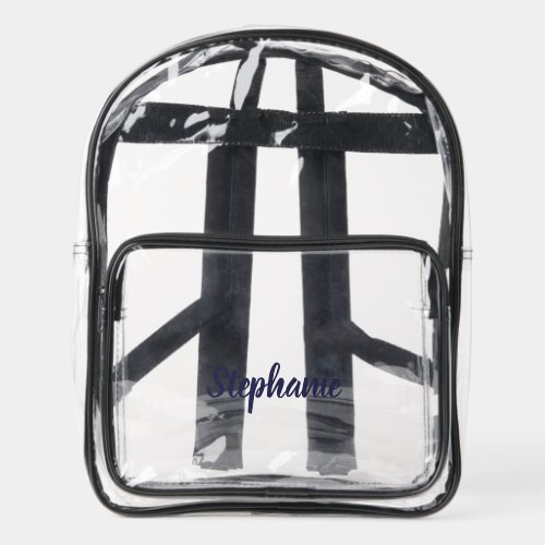 Personalized Custom Dark Blue Name Stadium  Clear Backpack