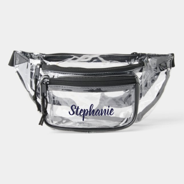 Personalized Custom Dark Blue Name Stadium  Clear Fanny Pack (Front)