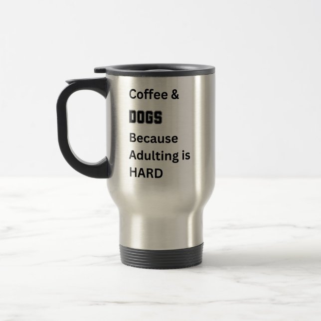 Personalized custom dog coffee lover gift travel mug (Left)