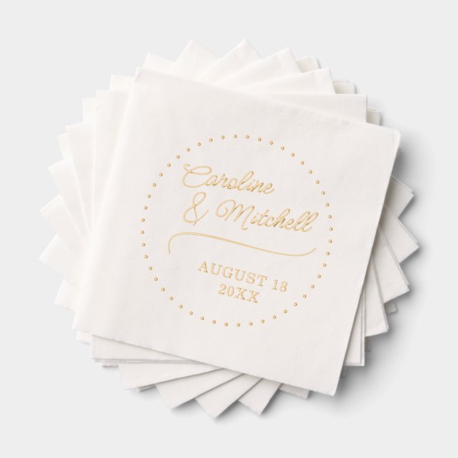 Personalized Custom Elegant Classy Couple Names Foil Napkins (Insitu (Stacked))