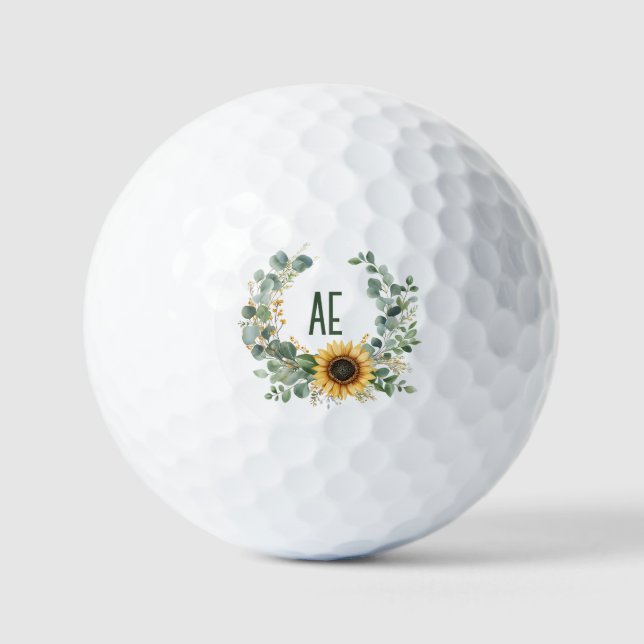  Personalized Custom Elegant Floral Monogram Golf Balls (Front)