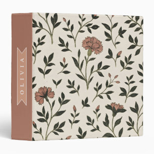 Personalized Custom Elegant Neutral Vintage Floral 3 Ring Binder