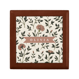 Personalized Custom Elegant Neutral Vintage Floral Gift Box