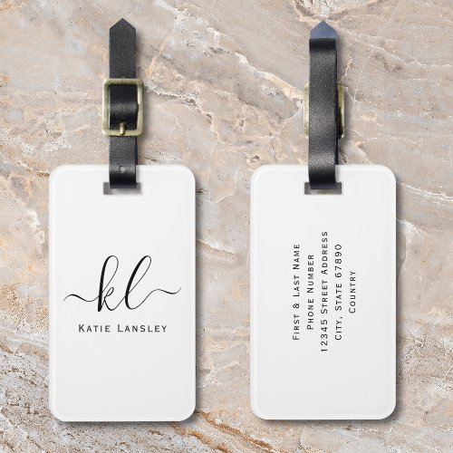 Personalized Custom Elegant Script Minimalist Luggage Tag